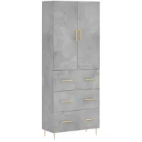 vidaXL Hoge kast 69,5x34x180 cm bewerkt hout betongrijs