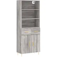 vidaXL Hoge kast 69,5x34x180 cm bewerkt hout grijs sonoma eikenkleurig