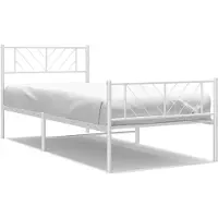 vidaXL Bedframe met hoofd- en voeteneinde metaal wit 100x200 cm