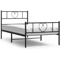 vidaXL Bedframe met hoofd- en voeteneinde metaal zwart 75x190 cm