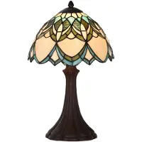 Clayre & Eef Tiffany tafellamp Ø 25x42 cm blauw glas tiffany bureaulamp