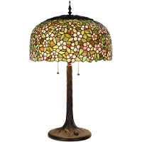 Clayre & Eef Tiffany tafellamp Ø 46x72 cm groen roze glas tiffany bureaulamp