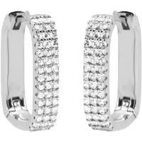 Karma Oorhangers Vierkante Hoop 3 Rijen Zirkonia Zilver