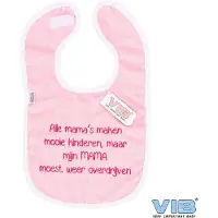 Vib - Slabbetje Luxe velours - Alle mama's maken mooie kinderen (roze-wit) - Babykleertjes - Slabbetjes - zwangerschap aankondiging - baby aankondiging
