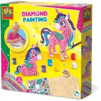 SES Creative - Hobby Pink - Diamand Painting - 3D Unicorns - Knutselen Meisjes - 540 Diamant Stickers - Vanaf 5 jaar
