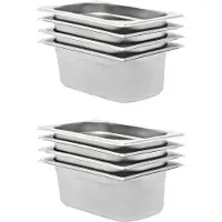 vidaXL Gastronormbakken 8 st GN 1/4 100 mm roestvrij staal