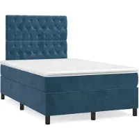 vidaXL Boxspring met matras fluweel donkerblauw 120x200 cm