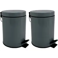 Spirella MSV Prullenbak/pedaalemmer - 2x - metaal - donkergrijs - 3 liter - 17 x 25 cm - Badkamer/toilet - Pedaalemmers
