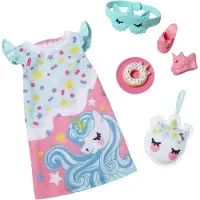 Barbie : Mijn Eerste Kleding, Modepakket voor 13,5-inch Peuters, Pyjama's en Slippers met Bedtijd Accessoires