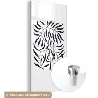 MuchoWow Glasschilderij 40x80 cm - Schilderij acrylglas - Bladeren - Planten - Bohemian - Wit - Abstract - Foto op glas - Muurdecoratie woonkamer - Wanddecoratie slaapkamer - Schilderijen