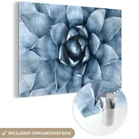 MuchoWow Glasschilderij 90x60 cm - Schilderij acrylglas - Planten - Blauw - Natuur - Foto op glas - Muurdecoratie woonkamer - Wanddecoratie slaapkamer - Schilderijen