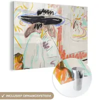MuchoWow Glasschilderij 90x60 cm - Schilderij acrylglas - Kunst - Vrouw - Abstract - Oude meesters - Foto op glas - Schilderijen