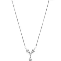 Lucardi - Dames Zilveren ketting met hanger druppel zirkonia - Ketting - 925 Zilver - Zilverkleurig - 48 cm