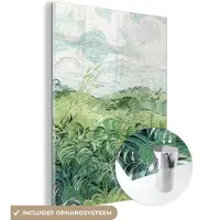 MuchoWow Glasschilderij 30x40 cm - Schilderij acrylglas - Van Gogh - Kunst - Oude meesters - Veld met groen koren - Foto op glas - Schilderijen