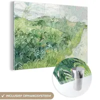 MuchoWow Glasschilderij 60x40 cm - Schilderij acrylglas - Van Gogh - Kunst - Oude meesters - Veld met groen koren - Foto op glas - Schilderijen