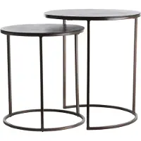 Light & Living Bijzettafel S/2 Ø41x46+Ø49x52 cm TALCA donker bruin (Bruin, 49x49x52 diameter: 49cm)