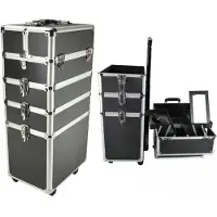 Vdd - visagiekoffer - make up koffer - Make up trolley - Kappers koffer - Beautycase - Cosmetica koffer - Met Wielen - Zwart - 26 x 35 x 70cm