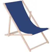 Springos Strandstoel - Verstelbaar - Beukenhout - Hangemaakt - Marineblauw