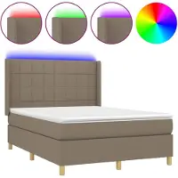 vidaXL Boxspring met matras en LED stof taupe 140x190 cm