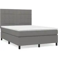 vidaXL Boxspring met matras stof donkergrijs 140x190 cm