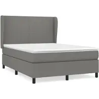 vidaXL Boxspring met matras stof donkergrijs 140x190 cm