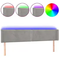 vidaXL Hoofdbord LED 203x16x78/88 cm fluweel lichtgrijs