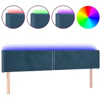 vidaXL Hoofdbord LED 203x16x78/88 cm fluweel donkerblauw