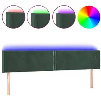 vidaXL Hoofdbord LED 203x16x78/88 cm fluweel donkergroen