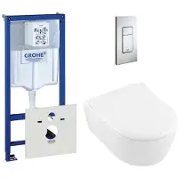 Villeroy & Boch Avento Closet inclusief inbouwreservoir en bedieningsplaat dualflush verticaal horizontaal RVS 0729205/0720026/sw59891/