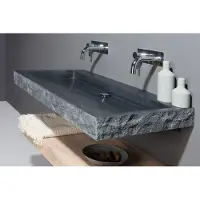 Forzalaqua palermo wastafel 80.5x51.5x9 cm 1 wasbak graniet gezoet gekapt antraciet 0 krgaten