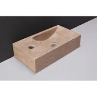 Forzalaqua Venetia fontein 40x20cm links met kraangat travertin