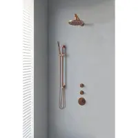 Brauer Thermostatisch inbouwdoucheset copper 20 cm hoofddouche wandarm staafhanddouche op glijstang koper