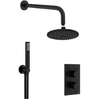 Crosswater MPRO Regendoucheset Inbouw - hoofddouche 20cm - 2 functies - 2 knoppen - wandarm 33cm - staafhanddouche 1 stand - zwart mat GTLPRO1510M