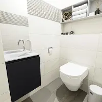 Mondiaz OLAN 40cm toiletmeubel urban. LEX wastafel talc links 1 kraangat