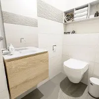 Mondiaz OLAN 60cm toiletmeubel washed_oak. LEX wastafel talc midden geen kraangat