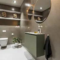 Mondiaz ture 80 cm toiletmeubel army. Eden wastafel talc links 1 kraangat