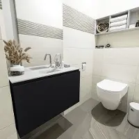 Mondiaz OLAN 80cm toiletmeubel urban. LEX wastafel talc midden 1 kraangat