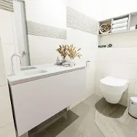Mondiaz Olan 100cm toiletmeubel linen met wastafel talc links 1 kraangat