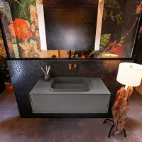 Mondiaz Badkamermeubelset Erin 100 cm met 1 Lade met RIDGE Wastafel Midden Dark grey Zonder Kraangaten Greeploos Mat Dark Grey