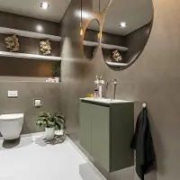 Mondiaz TURE 60cm toiletmeubel army. EDEN wastafel talc rechts geen kraangat