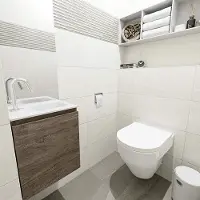 Mondiaz Olan 40cm toiletmeubel dark brown met wastafel talc rechts 1 kraangat