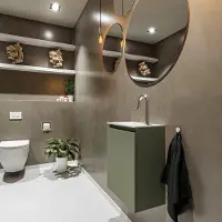 Mondiaz TURE 40cm toiletmeubel army. EDEN wastafel talc links 1 kraangat