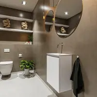 Mondiaz Ture 40cm toiletmeubel talc met wastafel talc links geen kraangat