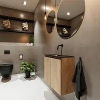 Mondiaz ture 60 cm toiletmeubel washed oak. Eden wastafel urban midden geen kraangat