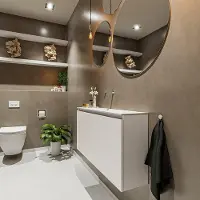Mondiaz TURE 100cm toiletmeubel linen. EDEN wastafel talc midden geen kraangat