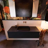 Mondiaz Badkamermeubelset Erin 120 cm met 1 Lade met RIDGE Wastafel Midden Urban Zonder Kraangaten Greeploos Mat Urban