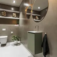 Mondiaz ture 40 cm toiletmeubel army. Eden wastafel talc rechts geen kraangat