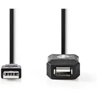 Nedis Actieve USB-Kabel | USB 2.0 | USB-A Male | USB-A Female | 480 Mbps | 20.0 m | Rond | Vernikkeld | PVC | Koper | Label - CCGL60EXTBK200