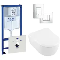 Villeroy & Boch Avento Closet inclusief inbouwreservoir en bedieningsplaat verticaal/horizontaal chroom 0720001/0729205/sw59891/
