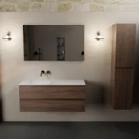 Mondiaz AIVY 120cm badmeubel Mocha, wastafel Talc solid surface links zonder kraangat met spiegel (AI-351631TALC-NO - AI-M120MOLI - AI-S120X71)